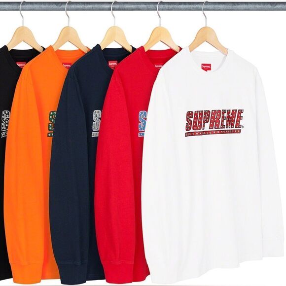 Supreme Studded L/S Top White, Red Logo, Silver Studs NWT Sealed SZ M SS20 - Picture 5 of 7